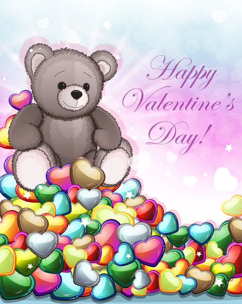 Teddy bear Valentines cards vectors 04 valentines teddy bear cards   