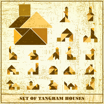 Set of Various Tangram figure vector 03 Various Tangram figure   