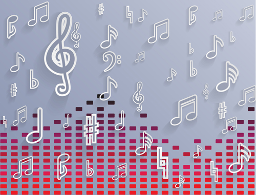 Elegant music note background vector set 03 note music elegant background vector background   