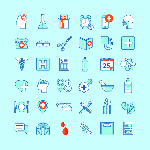 Creative medical outline icons vector set 01 outline medical icons icon creative   