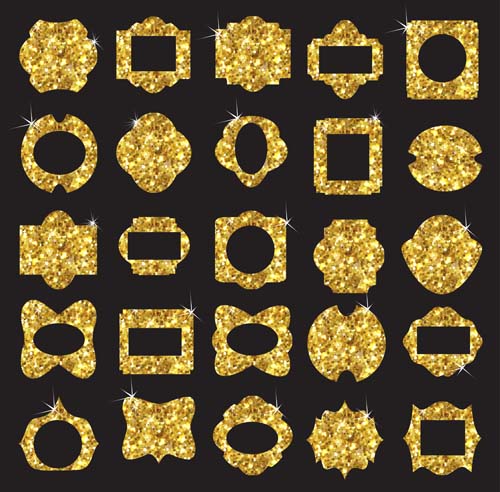 Shiny golden frame design vector set 05 shiny golden frame design   