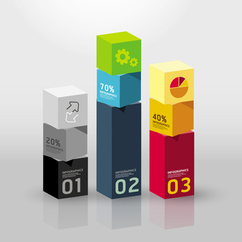 Set of 3d effect Infographics elements vector 10 infographics elements effect   