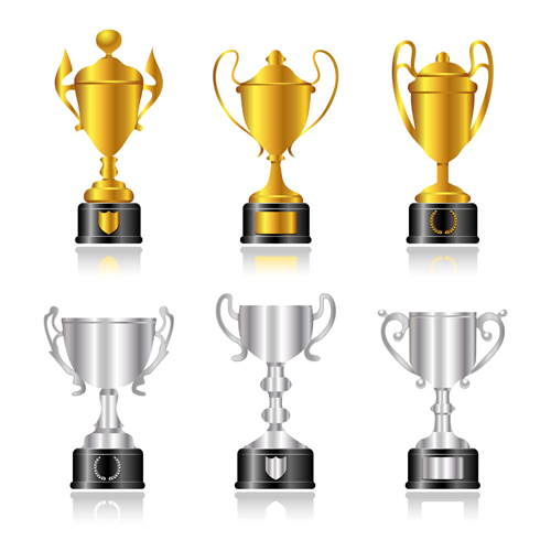 trophy cup and Medals vector set 03 trophy cup medals medal   