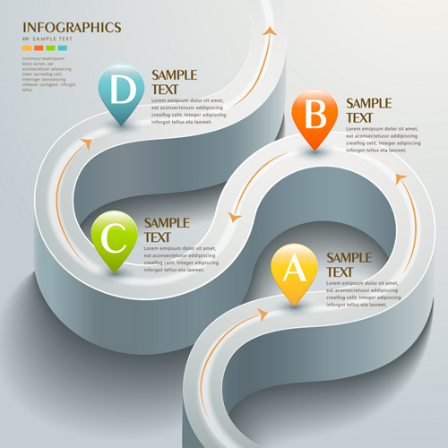 Set of 3d effect Infographics elements vector 03   