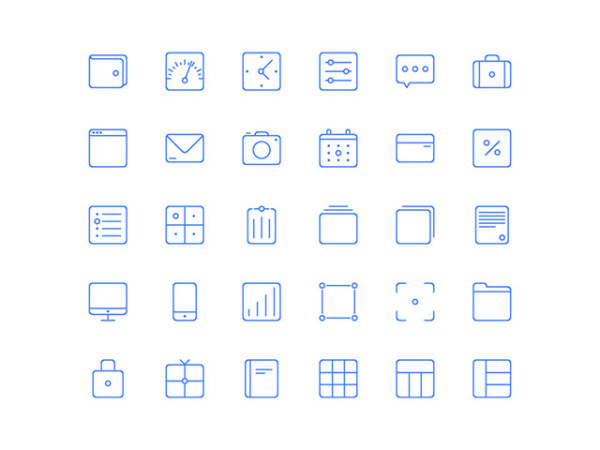 30 Kind blue line icons vector line kind icons blue   