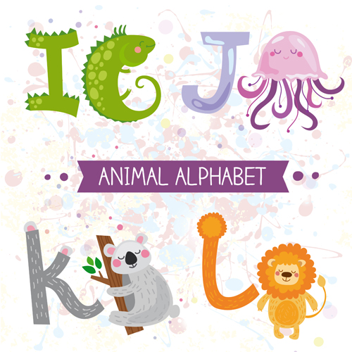 Cartoon animal alphabets deisng vector set 04 cartoon Animal alphabets   