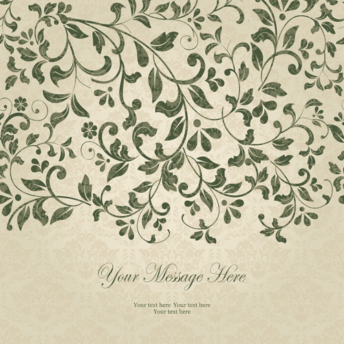 Dark green floral vintage invitation cards vector 02 invitation cards invitation floral cards   