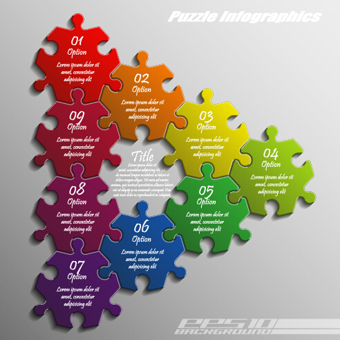 Creative puzzle infographic template vector 04 template vector template puzzle infographic creative   