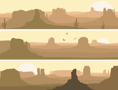 Desolate desert banners vector 02 Desolate desert banners   