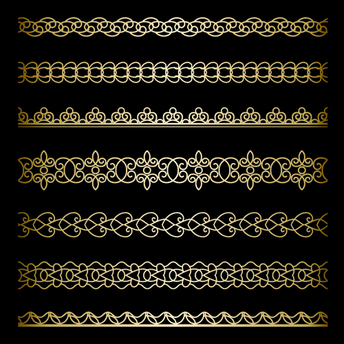 Luxury golden lace borders vector set 01 luxury lace border golden borders   