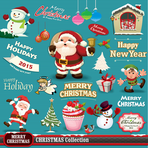 Santa with christmas baubles and labels vector santa labels christmas baubles   