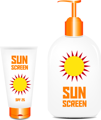 Cosmetics sunblock lotions design elements vector 03 sunblock lotions element design elements cosmetics   