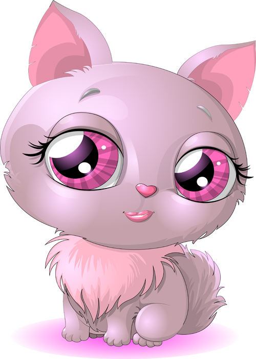 Pink cat girl vector material pink material design cat   
