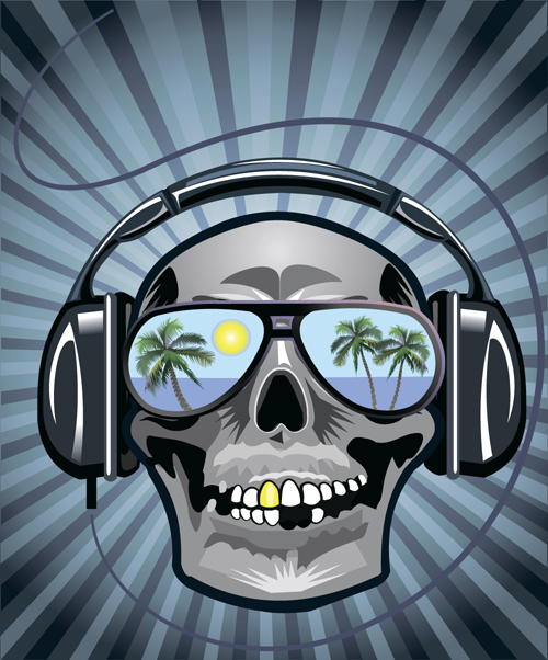 Music with skull background art vector 03 skull music background   