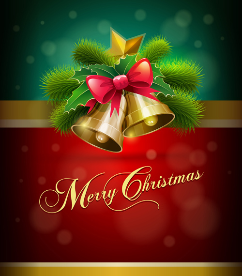 Merry Christmas bells and bow background vector merry christmas background vector background   