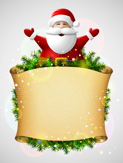 Christmas santa with paper background vector santa paper christmas background   