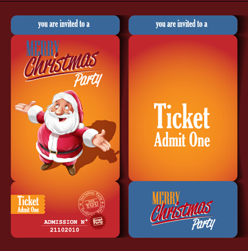 Christmas party ticket retro vector ticket party christmas   