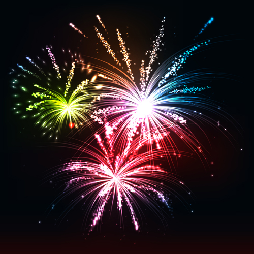 Multicolor Fireworks holiday vector 03 Works multicolor holiday Fireworks   