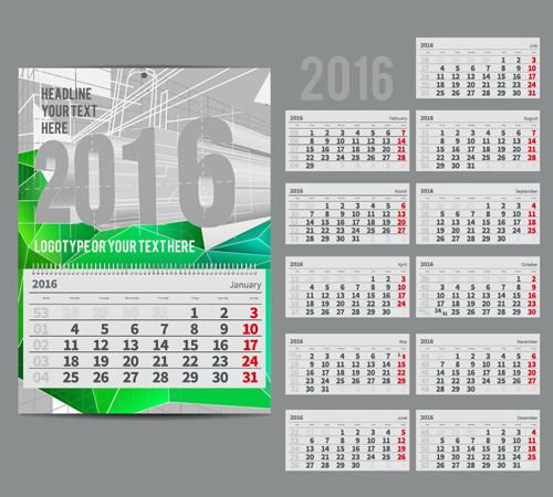 2016 New year desk calendar vector material 120 year new material desk calendar 2016   