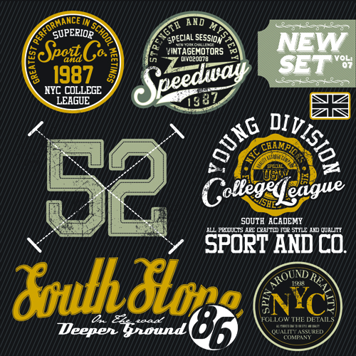 Vintage T 59353 vector material t-shirt material labels label creative   