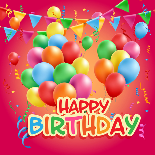 Colored balloons with birthday background graphics vector 01 graphics colored birthday balloons background   