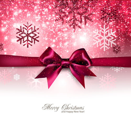 Happy new year and christmas bow gift card 04 new year happy christmas bow   