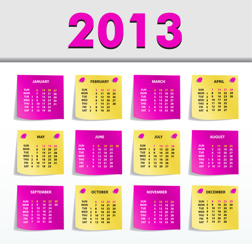 Creative 2013 Calendars design elements vector set 15 elements element creative calendars calendar 2013   