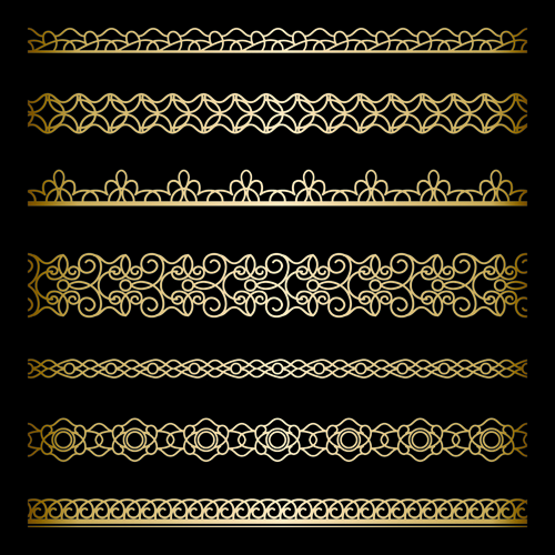 Luxury golden lace borders vector set 03 lace border golden borders   