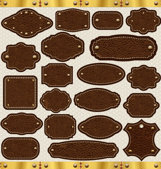 Different leather lables and tags mix vector 01 tags mix leather lables different   