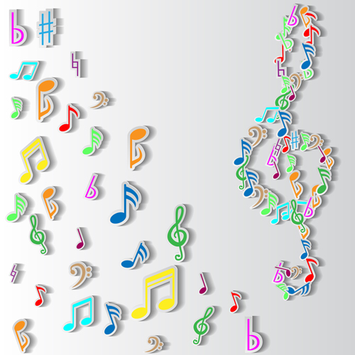 Elegant music note background vector set 05 note music background vector background   