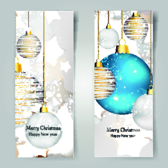 Shiny Christmas balls banner design vector 01 shiny christmas banners banner balls   
