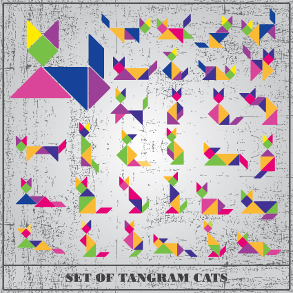 Set of Various Tangram figure vector 01 Various Tangram figure   