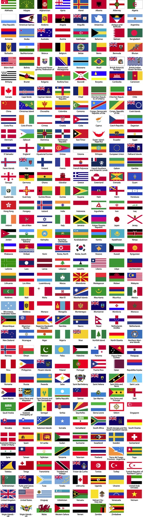 Flags of the World Sorted Alphabetically flags of the world   