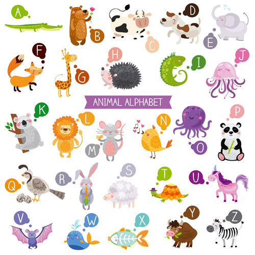 Cartoon animal alphabets deisng vector set 05 cartoon Animal alphabets   