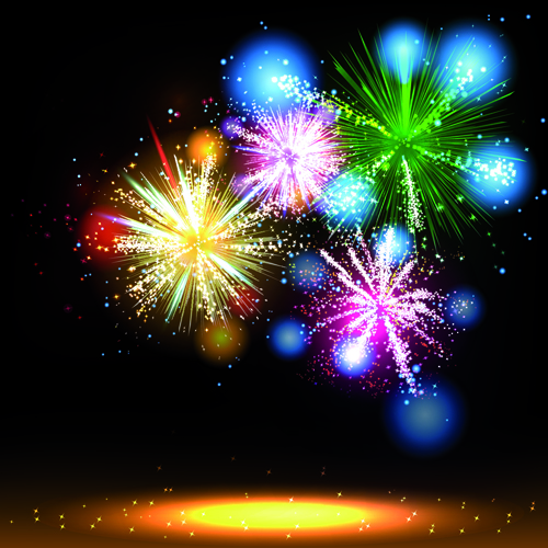 Multicolor Fireworks holiday vector 01 Works multicolor holiday Fireworks   