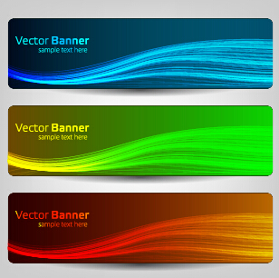 Colorful optical line vector banner 03 optical line colorful banner   
