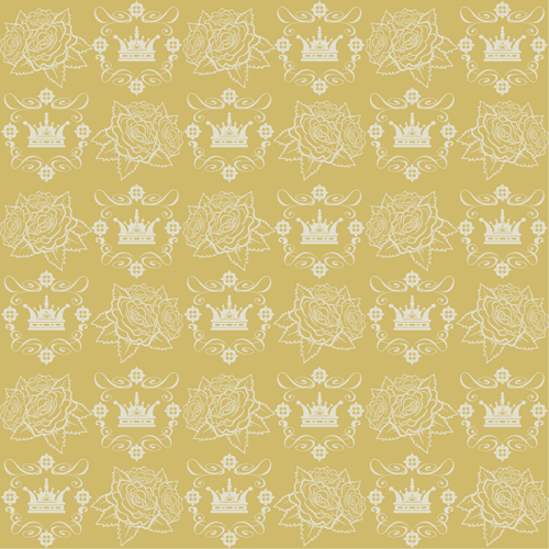 Retro floral with crown vector seamless pattern 17 seamless Retro font pattern floral crown   