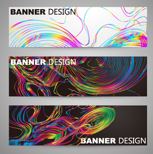 Abstract colored lines banner vector 02 lines colored banner abstract   