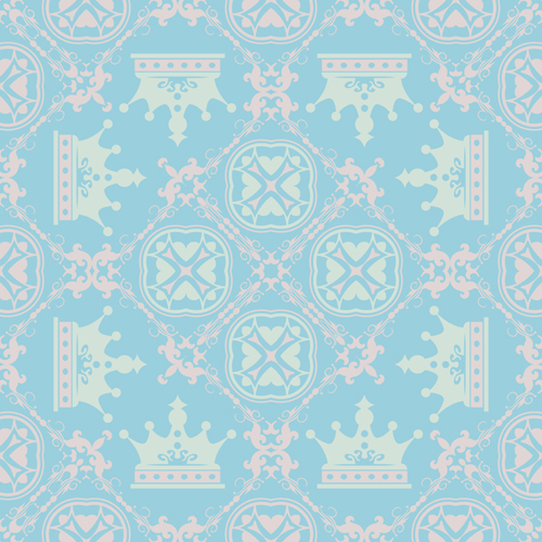 Retro floral with crown vector seamless pattern 07 seamless Retro font pattern crown   