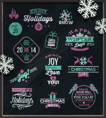 Christmas and winter labels vectors winter labels label christmas   