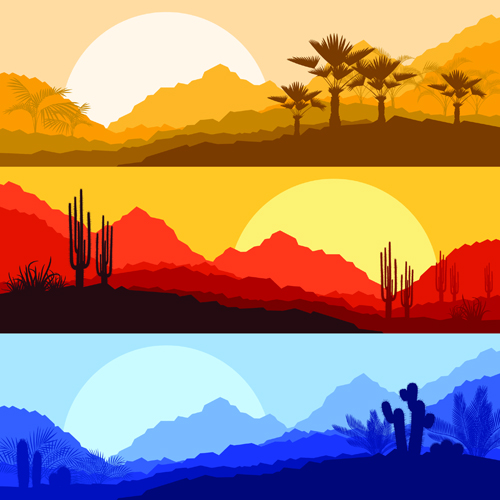 Desolate desert banners vector 01 Desolate desert banners   