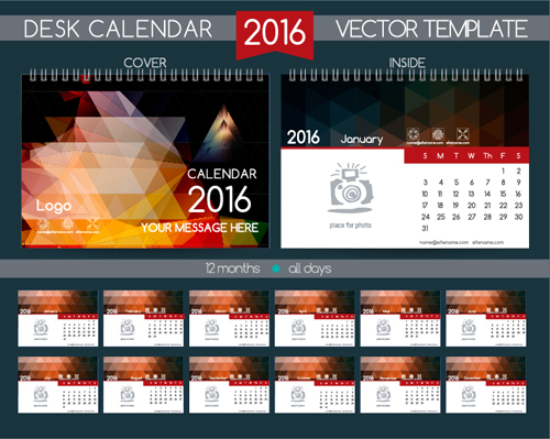 2016 New year desk calendar vector material 117 year new material desk calendar 2016   