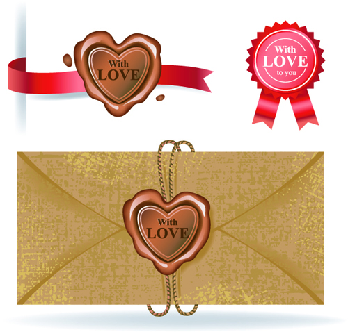 wax seals with love Postcard vector graphics 02 wax seal postcard love card   