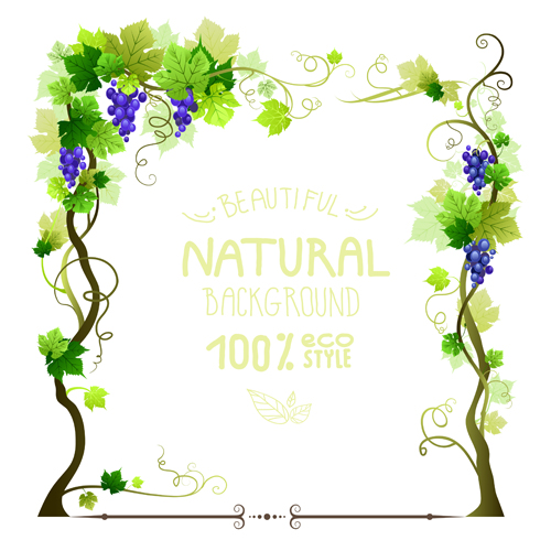 Grapes tree frames natural background vector 03 tree natural grapes frames frame background vector background   