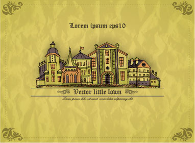 crumpled paper with vintage house vector vintage house Crumpled paper crumpled   
