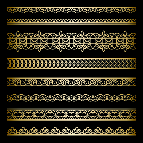 Luxury golden lace borders vector set 02 luxury lace border golden borders   