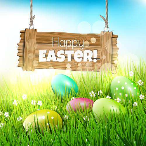 2015 easter with spring background vector 03   