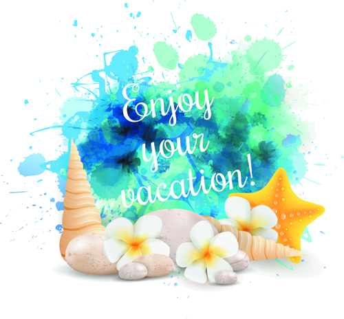 Summer holidays elements with grunge background vector 02 summer holidays holiday elements background vector background   