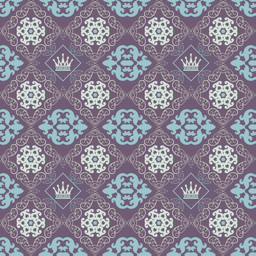 Retro floral with crown vector seamless pattern 02 seamless Retro font pattern crown   