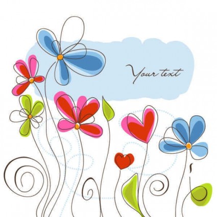 Cute flowers hand painted vector shiny hpainted flowers   